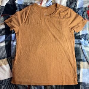 Brown Ribbed, Tight Fitting Tee